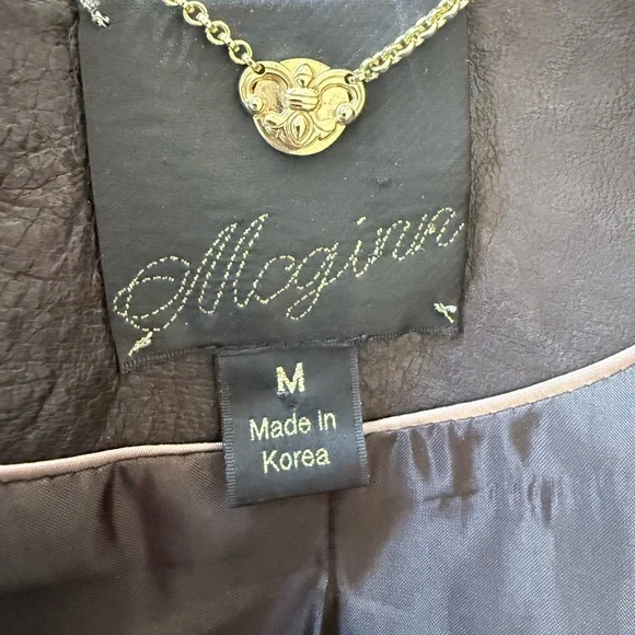 McGinn Magpie Convertible Leather Moto Jacket Zip-Off Hem Crop M - Picture 11 of 14